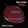 Cuerda de bádminton ultraligera 4U Absorción de impactos 100 raquetas de fibra de carbono Bolsas encordadas Alta tensión 33LBS Raqueta de ataque profesional 231208