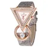 Wristwatches Unique Women's Quartz Watch With Diamond Triangle Dial Fashion Pu Leather Strap Luxury Wrist Watches Relojes Para Mujer