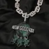 Anhänger Halsketten Ein paar gute Kinder Anhänger Halskette für Männer Großer Verschluss Zirkonia Iced Out 3 kleine Engel halten die Erde HipHop-Schmuck 231207