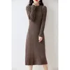 Basic Casual Dresses vestidos para mujer elegantes y bonitos 2023 Winter Fashion Cashmere Female Oneck Wool Clothing DR01 231207