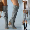 Сапоги, женские длинные пикантные туфли выше колена на высоком каблуке, осенне-зимняя теплая обувь, женская обувь на тонком каблуке для вечеринки, 2023