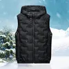 Gilets pour hommes hommes hiver gilet manteau à capuche sans manches avec poches fermeture à glissière décontractée stand multicolore pour l'automne