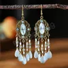 New Bohemian Ethnic Colorful Water Drop Tassel Earrings for Women Long Hollow Antique Gold Color Dangle Earring Pendientes Mujer