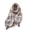 2023 New Thickened South Korea Sweet and Warm Imitation Cashmere Scarf Plaid Shawl Neck for Women