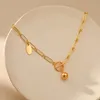 Choker CcGood Paperclip Owalny łańcuch 18 K Stated Gold Color Ball Naszyjnik dla kobiet