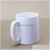 Mugs 11Oz Sublimation Blank Ceramic Mug Diy Handle Coffee Cup Solid Color Heat Transfer Household Personalized Water Cups Creativity Dhwp6