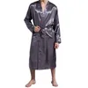 Männer Nachtwäsche Männer Satin Seide Bademantel Einfarbig Langarm V-ausschnitt Nachthemd Robe Mann Pyjama Kimono Casual