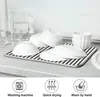 Table Mats Black Striped White Dish Drying Mat For Kitchen Absorbent Microfiber Pad 24" X 18"
