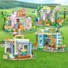 Block City Street View Building Blocks Bakery Flower Shop TeaHouse Målning Studio Building Assembly Bricks Kids Toys Christmas Gift R231208