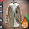 Men's Jackets 2023 Autumn and Winter Fashion Trend In Long Style Plus Fleece Thickened Windbreaker Casual Loose High Quality Coat 231207