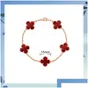 Charm Bracelets Classic 4/Four Leaf Clover Designer Bracelet White Red Blue Agate Shell Mother-Of-Pearl 18K Gold Plated Luxury Woman F Dhcwr