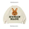 HUMAN MADE Maglione ricamato con testa di tigre Felpa con cappuccio da donna per uomo Grigio albicocca Felpa con cappuccio Humanmade Pullover Maglione Casual Felpa a maniche lunghe 129