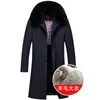 Casacos de Trench Masculinos Inverno Grande Colar Longo Mens Luxo Jaquetas Pretas para o Pai Frio Marido Casacos Fleece Parka