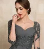 2024 New Arrival Grey Mother of the Bride Dress A-line Sweetheart Asymmetrical Chiffon Lace Beads Wedding Guest Party Gowns for Women Plus Size