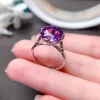 Bague en améthyste en forme de Rose de qualité VVS 4ct, bague en argent améthyste naturelle de qualité VVS, bijoux en pierres précieuses en argent 925 à la mode