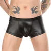 Unterhosen CLEVER-MENMODE Herren Boxer Kunstleder Unterwäsche Wet Look Sexy Höschen Open BuG String Gesäß Boxershorts Club