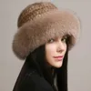 Beanieskull Caps äkta verklig naturlig stickad mink päls hatt mössa lyxiga kvinnor handgjorda stickade mode vinterhuvudkläder varma riktiga päls beanies 231207