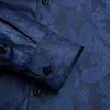 Men's Dress Shirts Hi-Tie Jacquard Paisley Mens Silk Light Long Sleeve Outerwear Suit Shirt Blouse For Male Wedding Business Oversized Gift