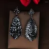 Boucles d'oreilles pendantes Design de luxe de mode Marquise coupe noir zircon cubique goutte boucle d'oreille Brincos bijoux cadeaux de fête prix de gros E-812