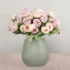 Dekoratif çiçekler yapay şakayık gül beyaz buket 10 başlık çay sahte çiçek DIY düğün ev bahçesi dekorasyon açık