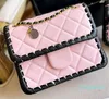 2023 Designer Luxury Mini Braided Tofu Flap Bag Calfskin Sequined Contrast Color Design Classic Quilted Hardware Chain Crossbody Shoulder