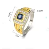 Cluster Rings Hoyon 18K Gold Color Set Diamond and Sapphire Dual Men's Ring Business Vintage Blue Crystal Gift Smycken