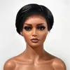 Luvkiss realistische 4C-randen | Korte Pixie Cut Layer Hair 13x4 Kant Frontale Pruik Menselijke 150% Dichtheid Pruiken