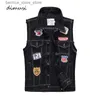 DIMUSI Zomer Heren Vintage Design Denim Vest Casual Uitloper Retor Mouwloze Jassen Heren Biker Patch Jean Vesten Kleding Q231208