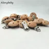 Jouets de dentition Clip de sucette en bois imprimé au laser Hêtre d'allaitement Clips de sucette perforés à croquer dentition bricolage porte-clip factice chaîne 231208