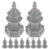 Dekoracje ogrodowe sześciokątna wieża pawilon malutki model unikalny pagoda dekoracje symulacji dekoracji ozdoby modele budowlane