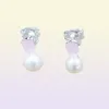 Bear Mini Color Earrings Stud i silver med Rose Quartite och Pearl Bear Jewelry 925 Sterling Andy Jewel 91543369083808648738269