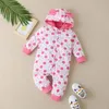 Pagliaccetti invernali per bambina Vestiti in cotone con stampa a pois Carino colorato manica lunga monopetto con cappuccio Pagliaccetto per neonato caldo tuta per neonato 018M 231207