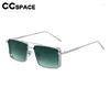 Solglasögon 56869 Luxury Metal Square Sun Glasses Men Brand Design Punk Sunshade Mirror High Quality Gradient Color Shades UV400