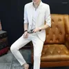 Men's Suits Senior Sense Medium Sleeve (Blazer Nine-point Pants) Spring And Summer Thin Fashion Casual Blazer Two-piece Set Suit For Men