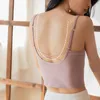 Camisoles Tanks Women Crop Tops Sexig Solid Color Camisole Sömlös sporttank Topp Summer Thin Wireless underkläder vadderad Bra Bralette Vest