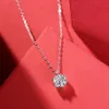 S925 Sterling Silver Necklace Simple Six Claw Pendant CLAVICLE CHAIN ​​inlaid Moissanite Pendant for Women Partihandel