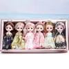 Dolls 6pcs 16cm Doll Set Gift Box 13 Movable Joints 3D Eyes BJD Girl Dress Up DIY Toy Fashion Clothes Bjd Childrens Gifts 231207