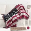 Tapisseries Saisonnière américaine double face en coton tissé pour canapé, couverture avec pompons décoratifs, drapeau américain The Old Glory 231206