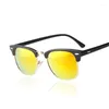 Lunettes de soleil classiques demi-jantes cadre miroir mode hommes femmes protection UV rayons rivet lunettes de soleil mâle femme nuances vintage petit