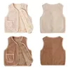 Vest Kinderen Vest Winter Lamswol Baby Warm Houden Jas Herfst Kleding Kinderen Jongens Meisjes V-hals Effen Bovenkleding 231207