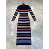 Casual Dresses Autumn Women's Knitted Stripe Dress High Quality Long Sleeve Fit Formal Party Versatile Evening