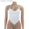 Women's Tanks Camis Exotic Tank Tops Women White Sleless Sexy Halter Rhombus Camisole Crop Top For Sex Summer Backless Sheer Slim Short Tanks Top L231208