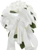Decorative Flowers Wedding Bouquet White PE Rose Bridal Bridesmaid Satin Ribbon Decor Handmade Posy Pearl Rhinestone Plant Leaf Vine