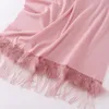 Lenços rosa cachecol de inverno para mulheres quente sólido pashmina cobertor envolve feminino grosso macio bandana grande borla xale longo poncho