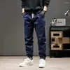 Mäns jeans vårhöst Harlan Män LoSe Casual Plus Size Drawstring Elastic Slim Small Feet Straight Ben Trendy 140 kg Mens Pants