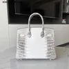 Himalaia crocodilo bolsa tote sacos importados high-end pele de crocodilo nilo crocodilo Himalaia platina 30 puro feito à mão bolsa hbgy