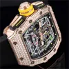 Richardmill Relógios Mecânicos Miler Relógio Esportivo Richardmill RM1103 Original Diamante Cravejado de Corrente Automática Relógio com Código de Tempo para Homens 18K Ouro Rosa Diamante HBD3