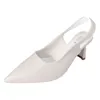 Sandaler damer höga klackar enkel fast färg spetsig tå slip på skor mode slingbacks eleganta kontor klädda kvinnor