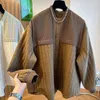 Casacos de Trench Femininos Mulheres Outono Inverno Design Avançado Senso Nicho Solto Casual Malha Costura Listrada Casaco de Algodão Luz Fina Jaqueta Pequena