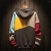 Herrtröjor Creative Winter Hoodie Big Pocket Men Autumn Color Matching Young Style Thermal